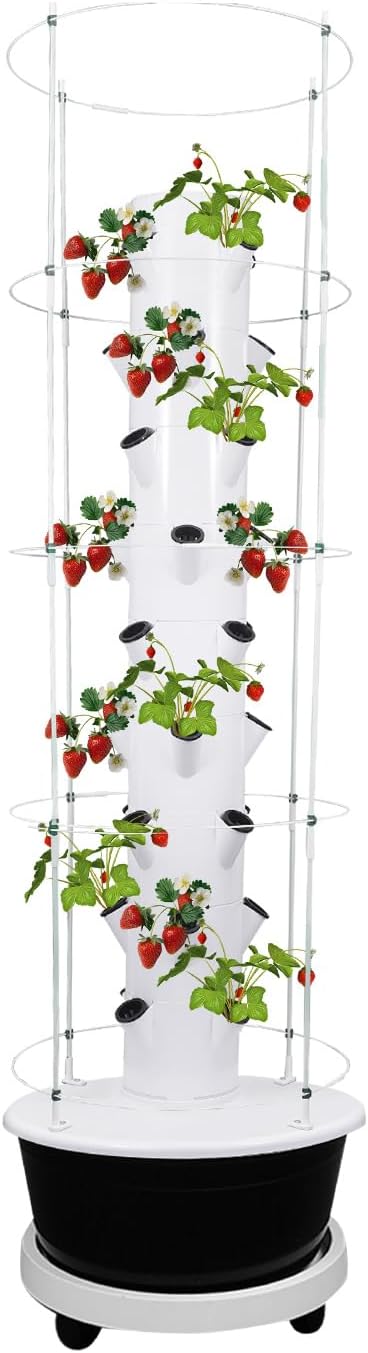 36 Pods Hydroponics Growing System kit, 9-Layer Movable Vertical Hydroponic Tower with Pump Timer Climbing Support Frame Indoor Gardening System for Vegetables Fruits Herb