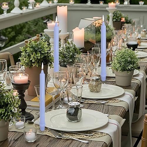 NJAO HOO Blue Candlesticks 10 Inch Handmade Dripless Taper Candles Unscented Colored Candle Set for Home Decor Spring, Pack of 4 - Up to 9-11 Hours Burn - Image 4