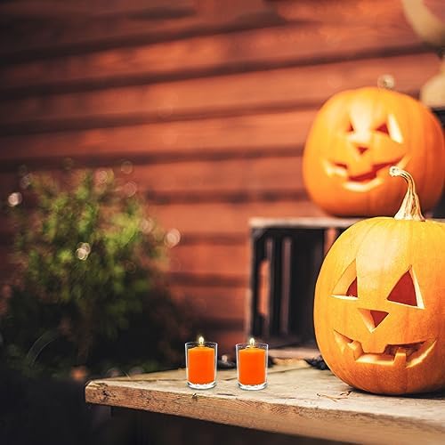 24 Packs Unscented Orange Votive Candles, Small 2.0 Inch 12 Hours Wax Fall Harvest Colored Candles for Thanksgiving Halloween, Wedding, Party, Holiday & Home, - Image 5