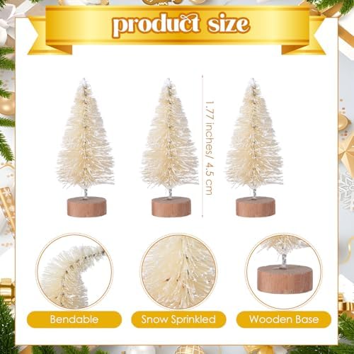 Sumind 96 Pcs Mini Bottle Brush Trees Small Christmas Trees, Beige - Image 2