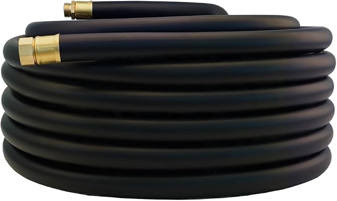 Guitrees 100FT ×1 inch Heavy Duty Rubber Garden Hose - 200psi Working, 1000psi Burst - Hot/Cold Water - Five-Layered Braiding for Durability - Versatile for Gardening, Agriculture, Construction(Black)