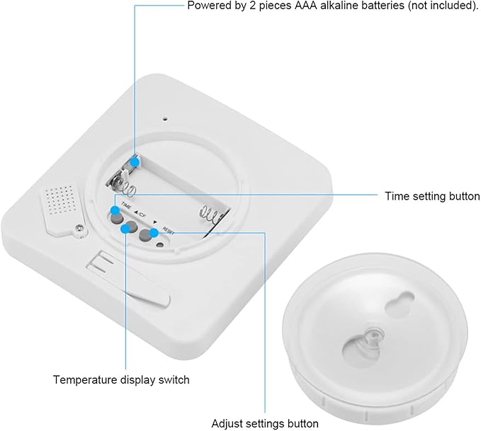 Digital Bathroom Shower Wall Clock Timer, LCD Digital Wall Clock with Suction Waterproof Temperature Humidity Gauge, Touch Screen Timer, Large Countdown Visual Timers Hanging Wall Clock (White)