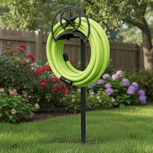 GOFORWILD Garden Hose Holder, Star Decorative, Durable Wall Hose Hanger, Hose Reel, Holds 125-Feet of 5/8-Inch Hose, Made of Gauge Steel