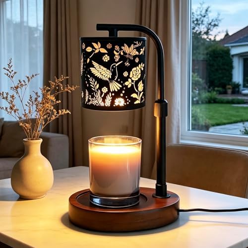 Candle Warmer Lamp,Candle Warmer,Candle lamp,Gifts for mom, Valentines Day Gifts,Candle Holders for Home Decor,Wooden Base，with 2 Bulbs(Black Hummingbird)… by kaakuuki
