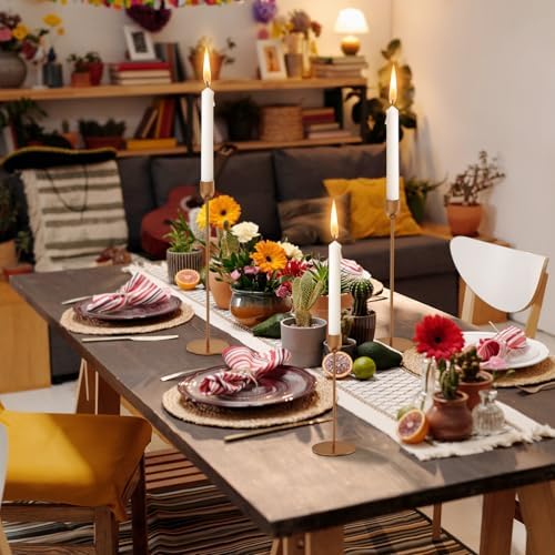 ChefBee 6PCS Gold Tall Taper & Pillar Candle Candlestick Holder - Image 6