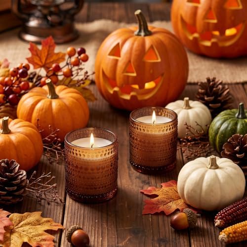 DARJEN 12 Pcs 8oz Glass Candle Jars with Lids, Candle Tins-Amber - Image 6