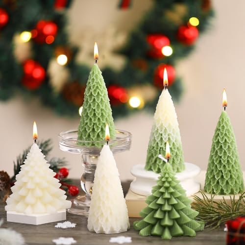Conelist 6 Pcs Christmas Tree Candles Decorative Xmas Wax Candles Decor by Conelist