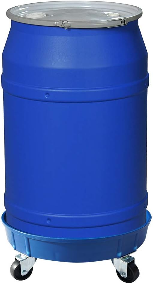 ELAFROS 30 Gallon and 55 Gallon Heavy Duty Plastic Drum Dolly – Durable Plastic Drum Cart 900 lb. Capacity- Barrel Dolly with 5 Swivel Casters Wheel,Red