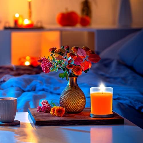 20 Packs Unscented Orange Votive Candles in Clear Glass, Small Bulk Natural Soy Wax Scentless Fall Colored Candles for Thanksgiving Halloween Harvest Home Holiday Spa Decoration - Image 5