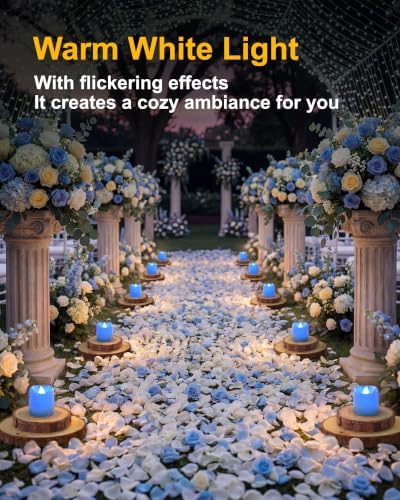 5plots 12Pack Blue Flameless Votive Candles, Fake Electric Candles - Image 6