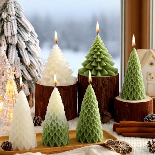 Conelist 6 Pcs Christmas Tree Candles Decorative Xmas Wax Candles Decor - Image 2