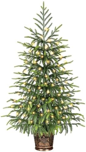 BLEUM CADE 3FT Small Norfolk Pine Tree with Lights, Tabletop Christmas Tree by BLEUMCADE