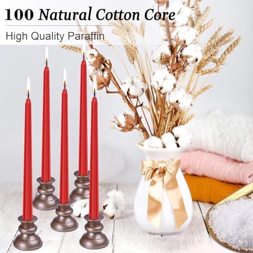14 Pack Tall Red Taper Candles - 10 Inch Red Dripless, Unscented Dinner Candle - Paraffin Wax with Cotton Wicks - 8 Hour Burn Time. - Image 5