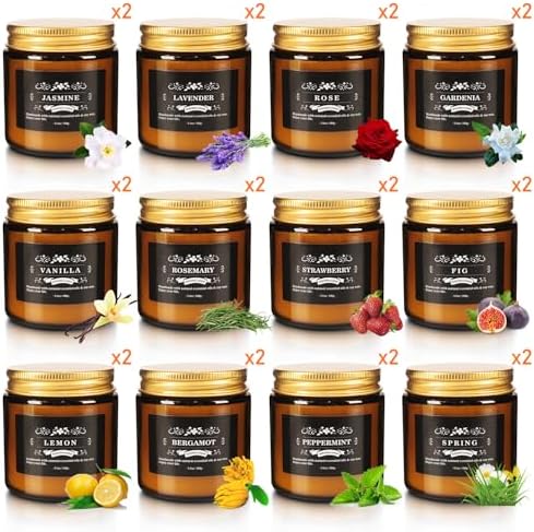 24 Packs Scented Candles for Home, 3.05oz，Soy Wax Aromatherapy Candles with 12 Fragrances, Smokeless Natural Essential Oil Candles for Relaxation, Gifts, Parties, Yoga,Home Decor - Image 2