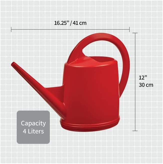 Consolidated Plastics Durable Swiss Watering Can with UV Protection, Ergonomic Handle for Indoor/Outdoor Gardening, Made in Switzerland (4 Liter, Red)