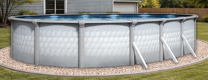Lake Effect Pools 'Testudo' 15 ft x 30 ft Oval Above Ground Swimming Pool | 52 Inch Resin Protected Steel Sided Walls | Bundle Includes: 25 Gauge Overlap Liner & Widemouth Skimmer