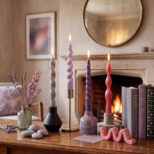 Nuanchu 4 Pcs Twisted Taper Candles,7.87 Inch,Pure,Muted Pastels - Image 5