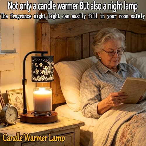 Candle Warmer Lamp,Candle Warmer,Candle lamp,Gifts for mom, Valentines Day Gifts,Candle Holders for Home Decor,Wooden Base，with 2 Bulbs(Black Flower Fairy)… - Image 4