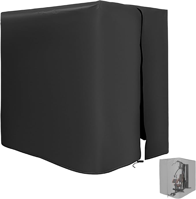 Protective Cover for Home Gym Set with Waterproof Zipper, 600D Oxford Waterproof& Dustproof Cover for Gym Station/Home Excersize Equipment Set- UV Resistant, Dustproof, 67"L x 41.3"W x 72.8"H, Black