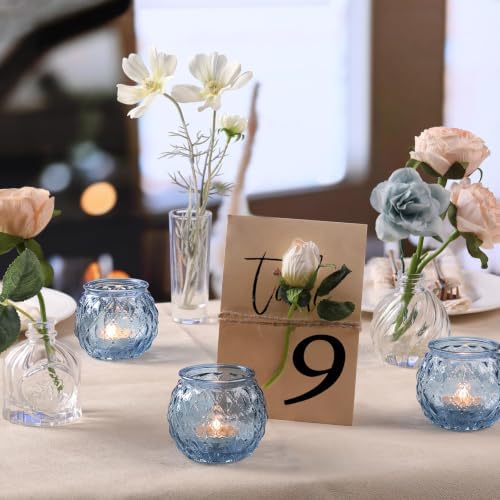 DARJEN 20 Pcs Blue Votive Candle Holder 2.55"x2.6" Tea Light Candle Holder - Image 4
