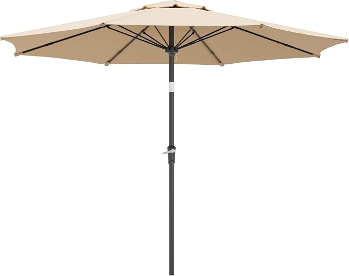 Sannwsg Outdoor Patio Umbrella,Table Umbrella with Push Button Tilt and Crank,Market Umbrella with 8 Sturdy Ribs,Yard Umbrella