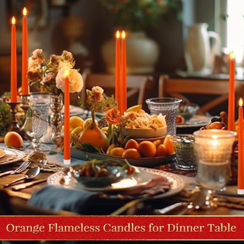 Macarrie 24 Packs Flameless Taper Candles Battery LED 11",Orange - Image 3