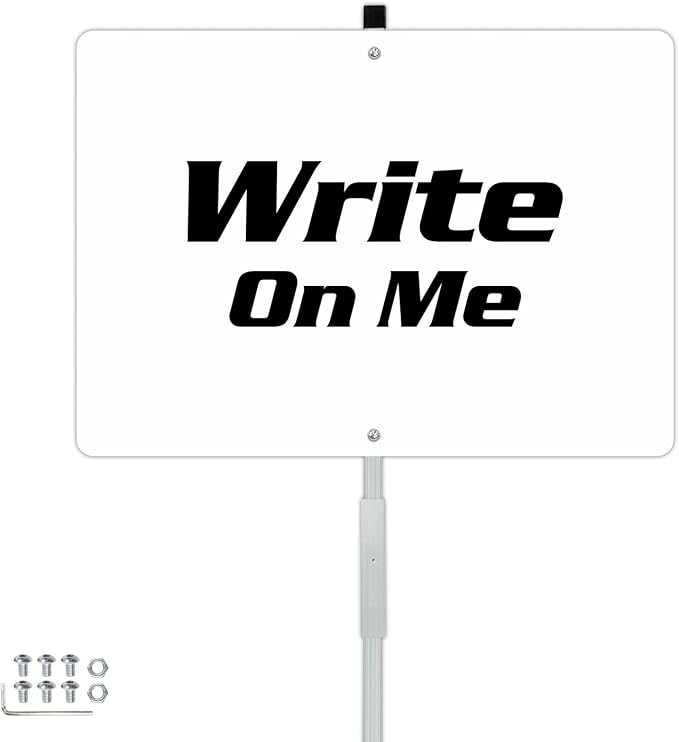 Faittoo Blank Metal Sign with 42" Stake, 14 x 10 Inches Rust Free Aluminum, UV Protected, Waterproof, Weather Resistant, Durable Ink, Includes Matching Screws & Wren, Easy to Mount