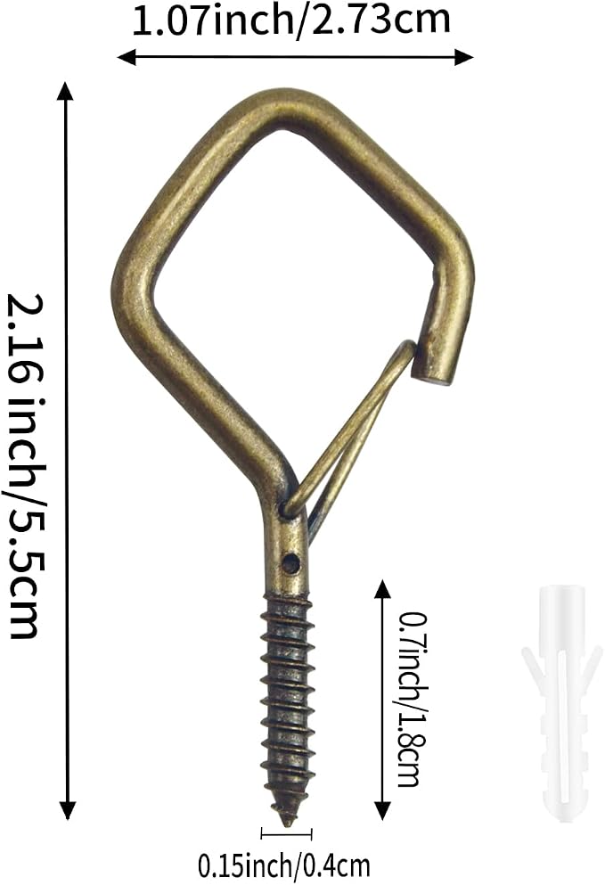 22 PCS Metal Bronze Eye Screw Hooks for Hanging Heavy Duty.Windproof Ceiling Hooks for Hanging Plants,Cup,Wind Chime,Bird Feeders,Christmas String Lights at Indoor&Outdoor 2.2 Inch