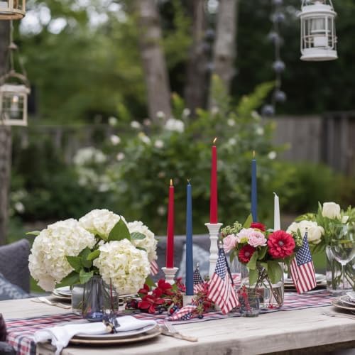 Kandle & Co Red White & Blue Dinner Candles, 10 Inch Taper Candles Set of 6 – Non-Drip, Long-Burning, Unscented Patriotic Candlesticks for 4th of July, Memorial Day, 250th Anniversary & Veterans Day - Image 3
