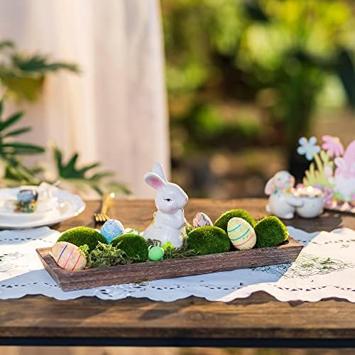 Hanobe Decorative Wooden Tray Long Narrow Centerpiece Candle Holder - Image 2