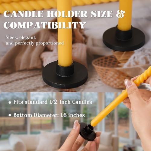 Black Iron Mini Taper Candle Holders for 1/2 inch Thin Candles - 6-Pack - Image 3