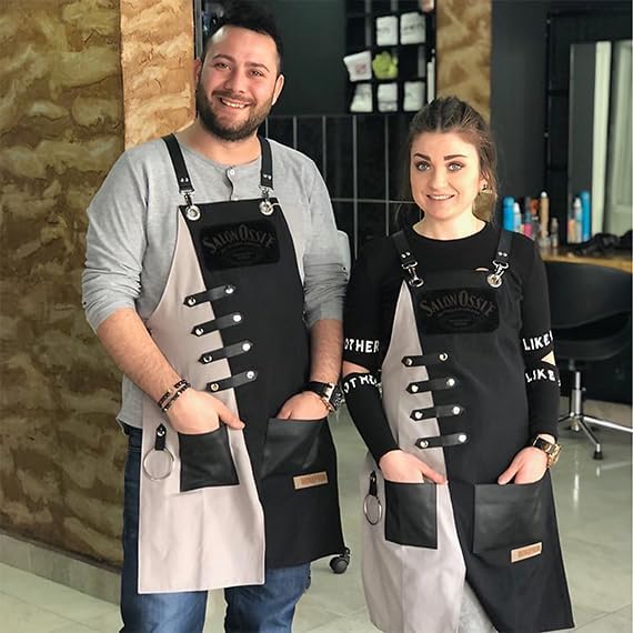 MONAPRON Apron for Women and Men Waterproof Canvas Extra Pocket for Chef Barista Gardening BBQ Grilling Crossback Unisex