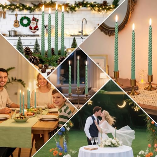 Tobeape 10" Green Spiral Taper Candle Sticks 4 Pack, Unscented & Dripless - Image 4