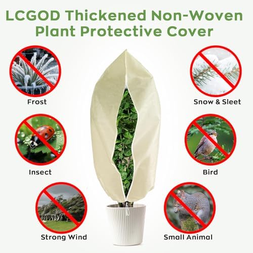 Plant Frost Protection Cover, 2 Pack 24" x 32" Zipper & Drawstring - Image 5