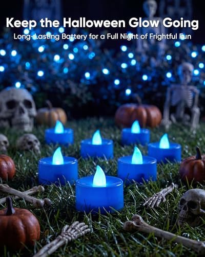 Homemory 12-Pack Navy Blue Remote Flameless Tea Light Candles, 400+ Hrs - Image 6