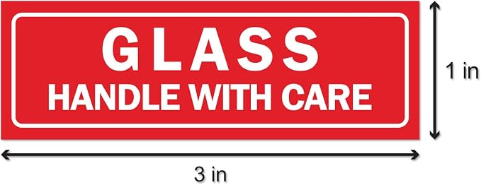 Glass, Handle with Care Labels (3 x 1 inch, Red - 900 Labels) Fragile Warning Stickers for Glass & Shipping Fragile Items - Strong Adhesive
