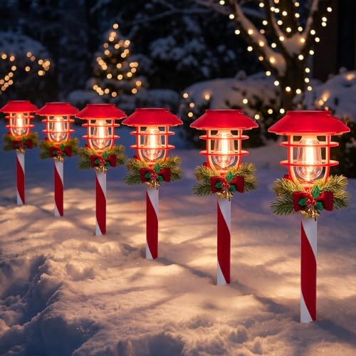 6 Pack Christmas Solar Pathway Lights Outdoor Decorations by CHINZIMEI