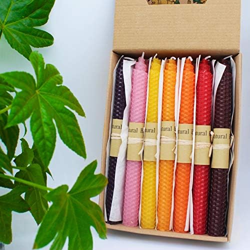 Set of 14 9 Inch Beeswax Taper Candles - Smokeless Unscented Long Burning Dripless Candles for Wedding, Home Decor, Dinner Party, and Holiday Gifting - Image 3