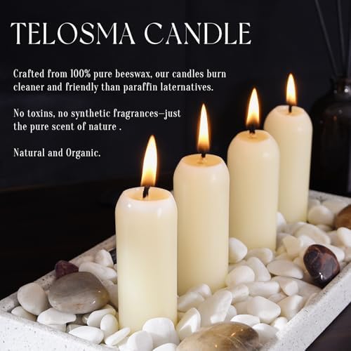 30 Pack Natural Thin Beeswax Pillar Candles, 1.3 inch Wide Dripless Candle - Image 3