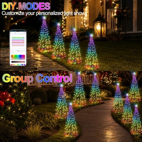4.36FT 196 LED Smart Spiral Christmas Tree Lights Outdoor with App Control - Image 6