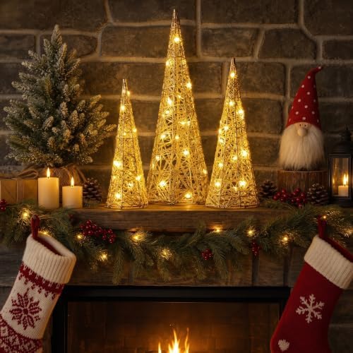 3 Pcs Tabletop Christmas Tree with Lights Christmas Centerpieces - Image 3