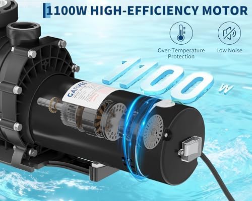 GarveeLife Swimming Pool Pump 1.5 HP 1100W 115/220V Dual Voltage Pumps with Strainer Basket for Above-Ground and In-ground