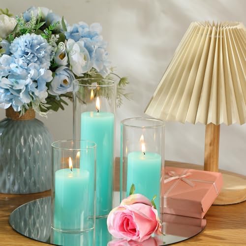 Shihanee 3 Pillar Candle and Holder, S, Lake Blue - Image 4