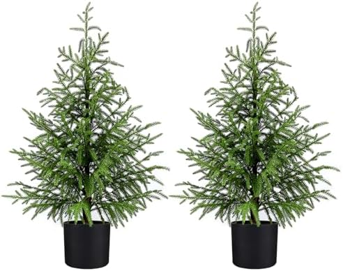 Norfolk Pine Christmas Tree Real Touch Faux Holiday Tree with Pot, Realistic Indoor Outdoor Decoration for Entryway, Living Room, Office, Apartment (3FT-2Pack) by ENVEN
