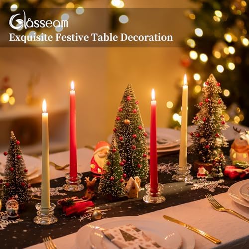 Glasseam Taper Candle Holders Set of 10 Glass Candlestick for Wedding Decor - Image 2
