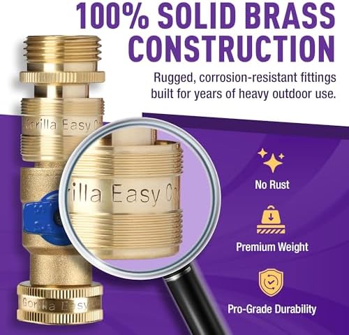 Garden Hose Quick Connect Fittings with Ball Valve. ¾ Inch GHT Solid Brass. - Image 4
