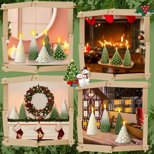 Conelist 6 Pcs Christmas Tree Candles Decorative Xmas Wax Candles Decor - Image 6