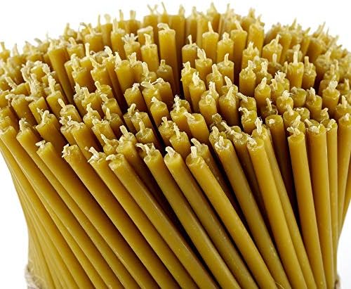 Danilovo Pure Beeswax Candles - Honey-Scented, Decorative Thin Taper Candles - Ideal for Birthday Decoration or Church Prayers - Drip Free, Tall & Smokeless Pack of 50 pcs, 7.3 x 0.24 inch by Danilovo