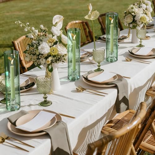 Vixdonos Glass Hurricane Candle Holder Set of 3 Modern Candlestick Holders Long Taper Candle Stand with 11.8 inch Tall Cylinder Windproof Cover for Wedding Party Table Centerpiece Outdoor - Image 4