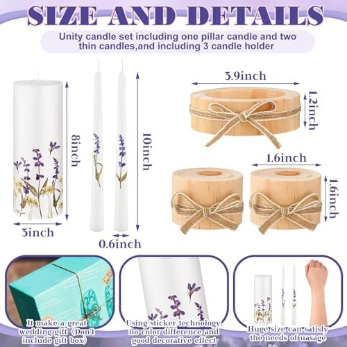 Irenare Unity Candles for Wedding Ceremony with Holder,Flower - Image 3